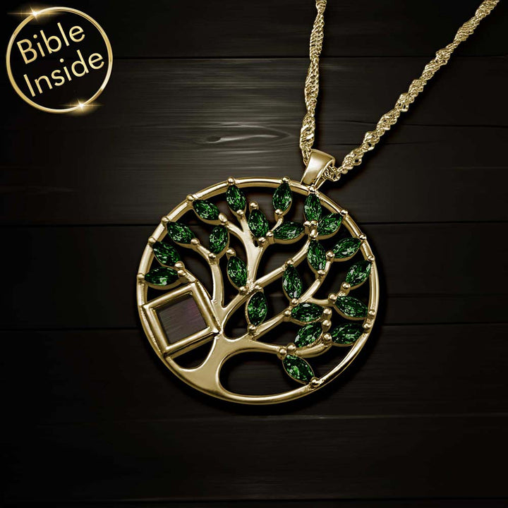Women's Christian gold pendant with miniature Bible – timeless design