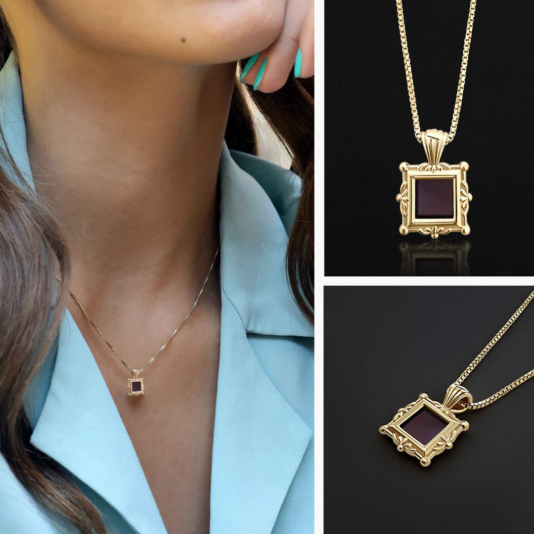 Christian gold pendant necklace with nano Bible chip – minimalist faith jewelry for women