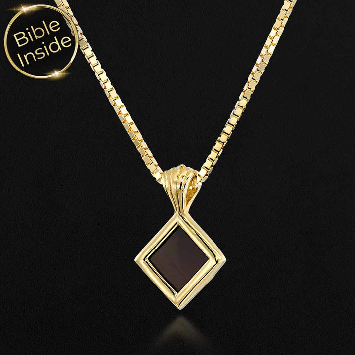 Gold necklace for Christian women with nano Bible – elegant gift for girls