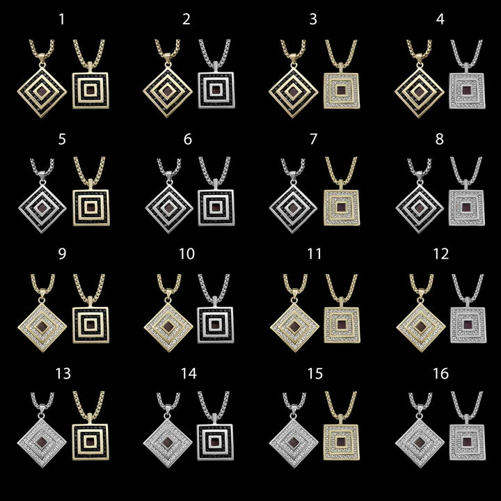 Mens Biblical necklace set with interlocking pendant design