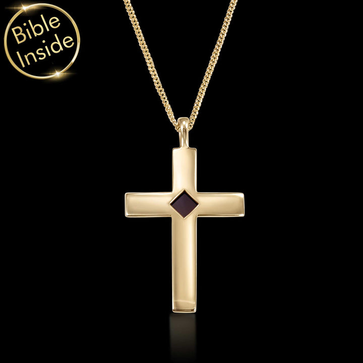 Christian jewelry for men featuring micro Bible technology cross