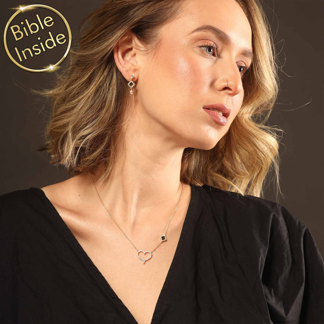 Polished heart Christian Jewelry for Women necklace featuring micro Bible