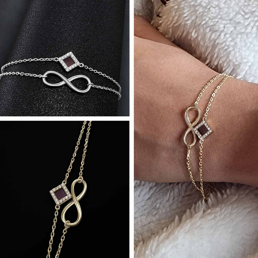 Christian jewelry bracelet with scripture inside, elegant infinity design