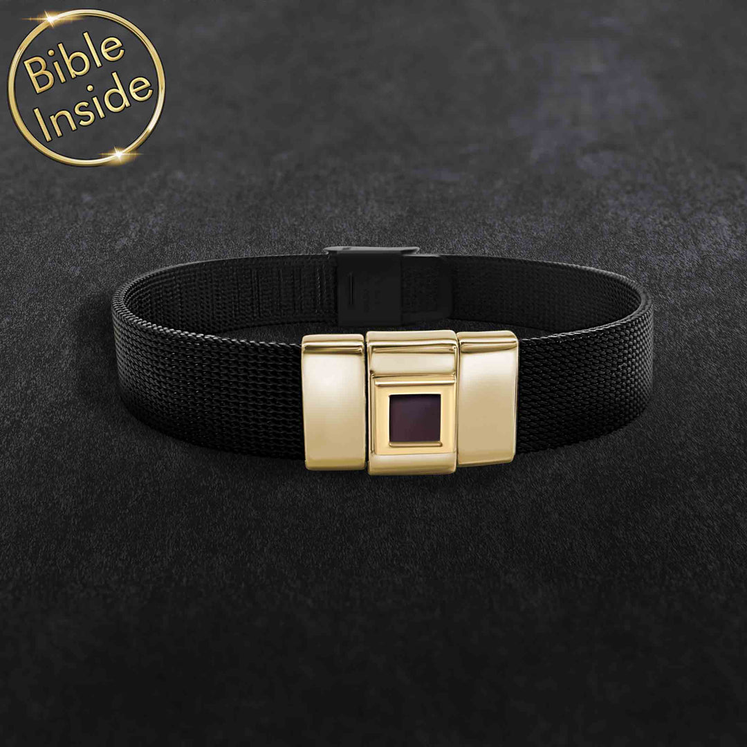 Stainless steel Christian men's bracelet with contemporary design - daily wear