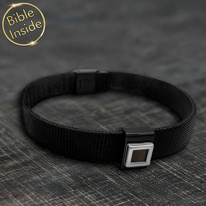 Rectangular nano Bible bracelet for Christian men, water resistant design