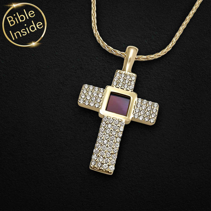 Gold necklace for Christian women – timeless Aurora cross in 14k yellow gold