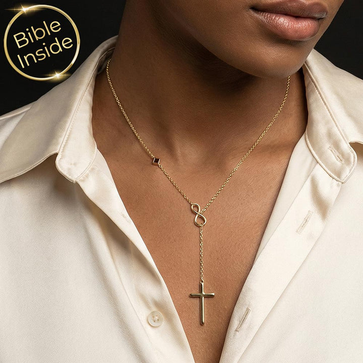 Gold necklace for Christian women, minimalist cross pendant in 14k solid gold