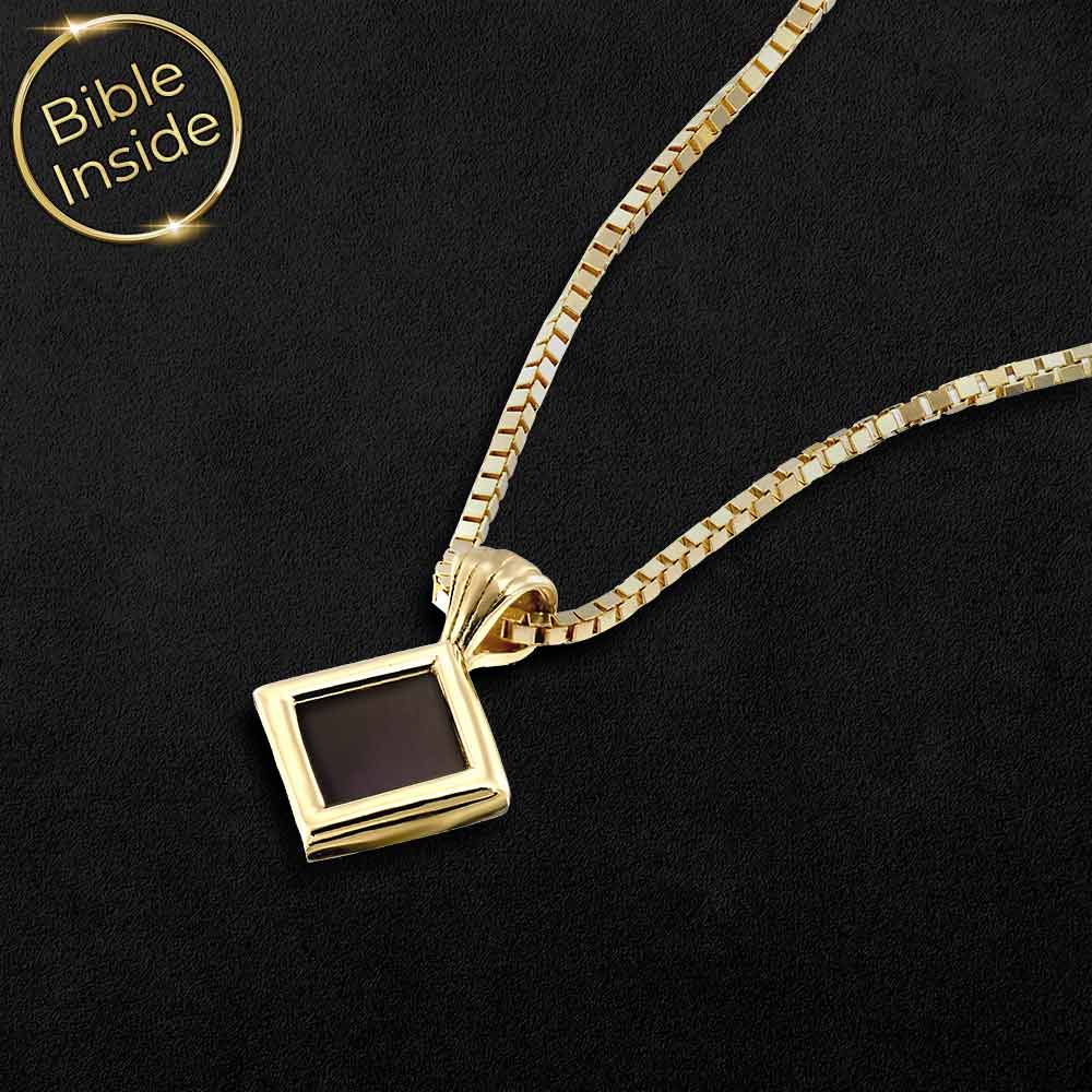 Gold necklace for Christian women – New Testament nano chip pendant gift