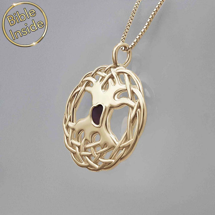 Christian gold necklace design with Tree of Life for daily wear
