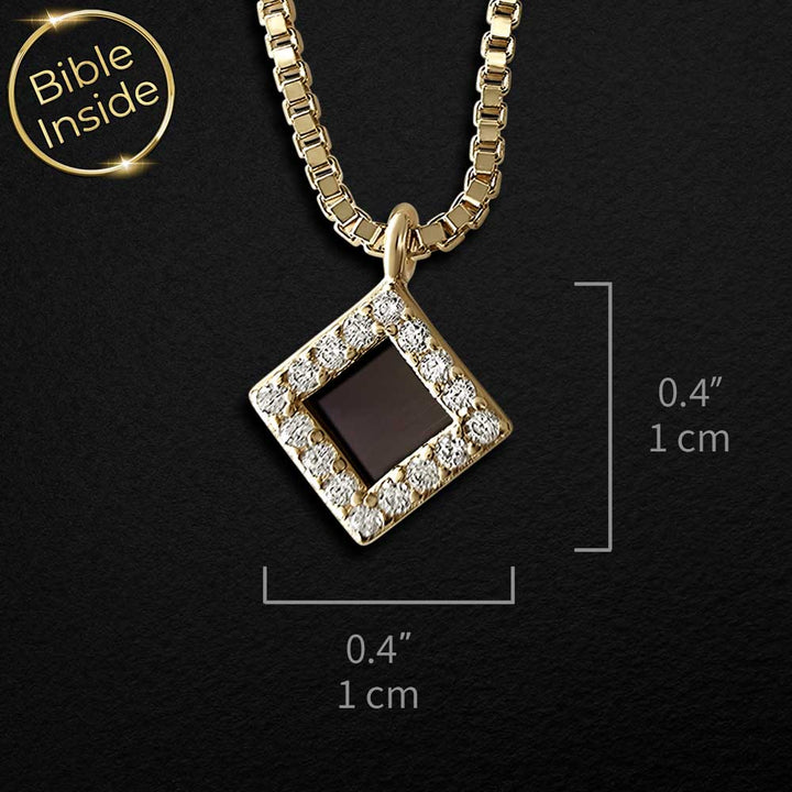 Christian gold pendant with micro Bible chip — 14k solid yellow gold