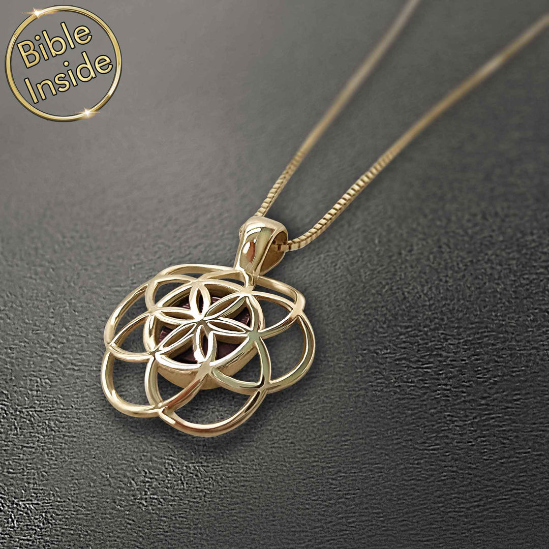 Gold necklace for Christian women – Harmony Pendant with New Testament inside