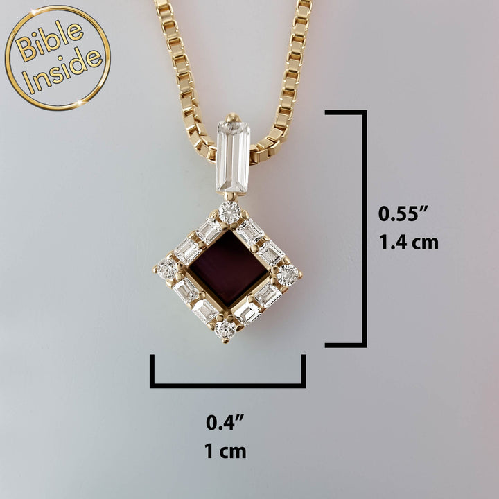 Christian gold necklace rhombus pendant design for women