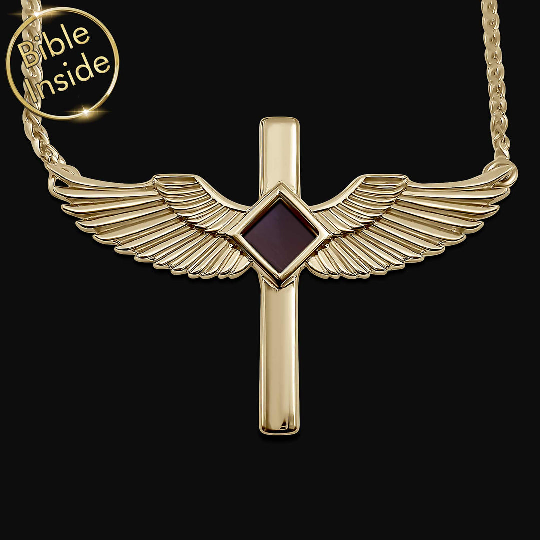Elegant Christian gold necklace wings pendant for women and girls