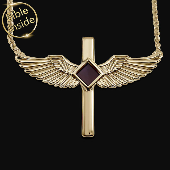 Elegant Christian gold necklace wings pendant for women and girls