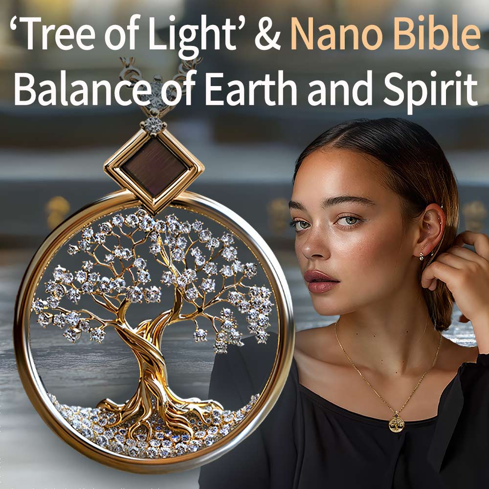 Gold necklace for Christian women – tree of life with miniature Bible engraved