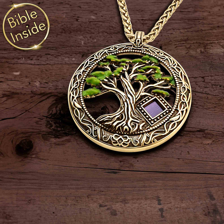 Christian pendant necklace tree of life design, unique faith gift