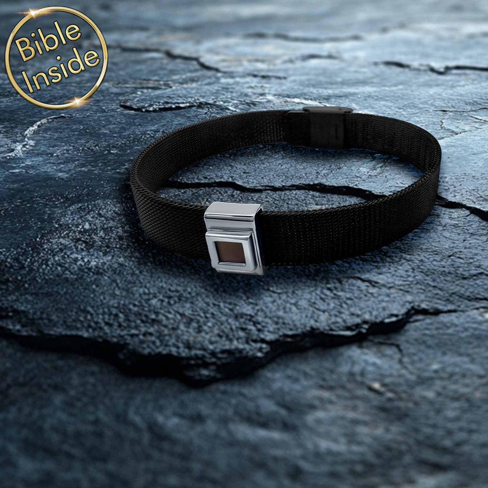 Mens cute Christian bracelet with New Testament micro Bible chip – Knox
