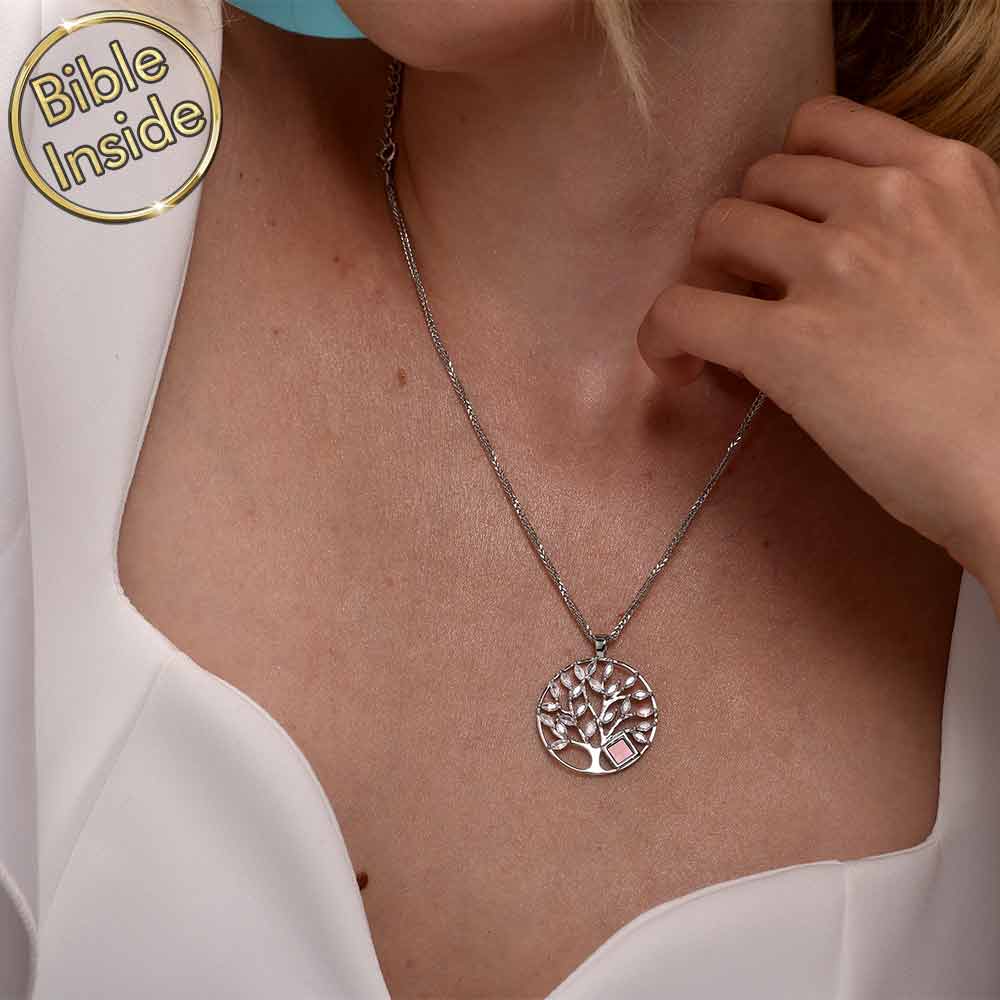 Christian women's gift featuring luminous tree of life pendant