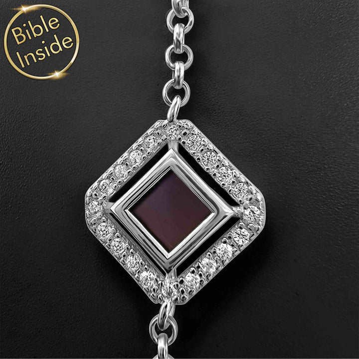 Silver Christian bracelet with scripture chip – Shlama Diana