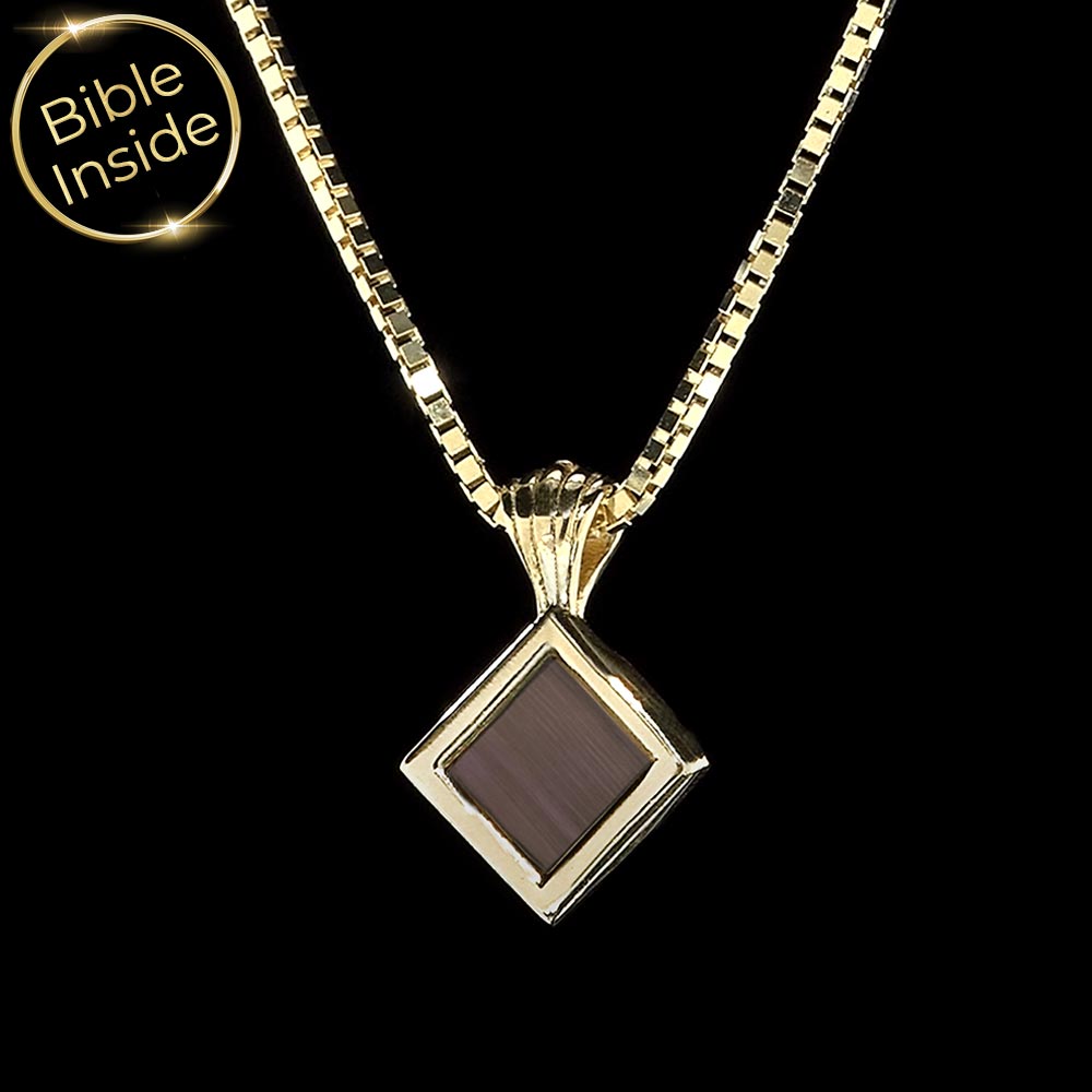 Christmas gift necklace for women, elegant rhombus pendant with Bible technology