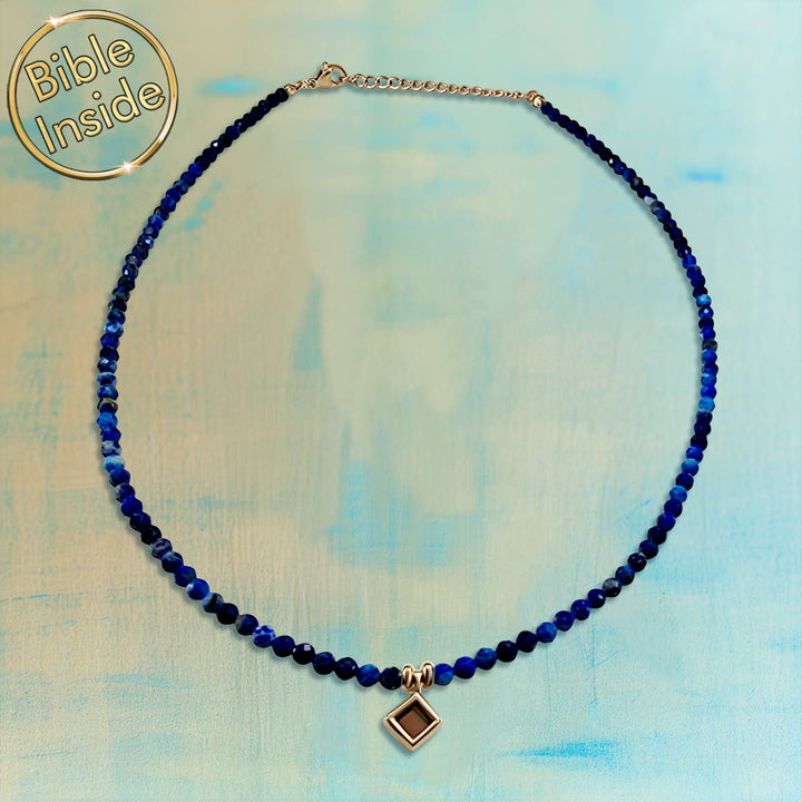 Minimalist lapis necklace for wife, spiritual Christmas jewelry