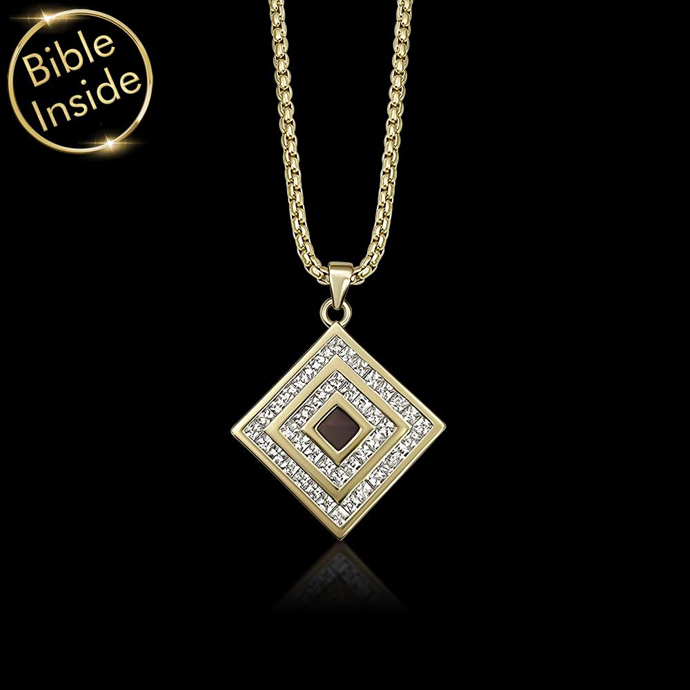 Great Christmas gifts for wife – geometric square Bible necklace