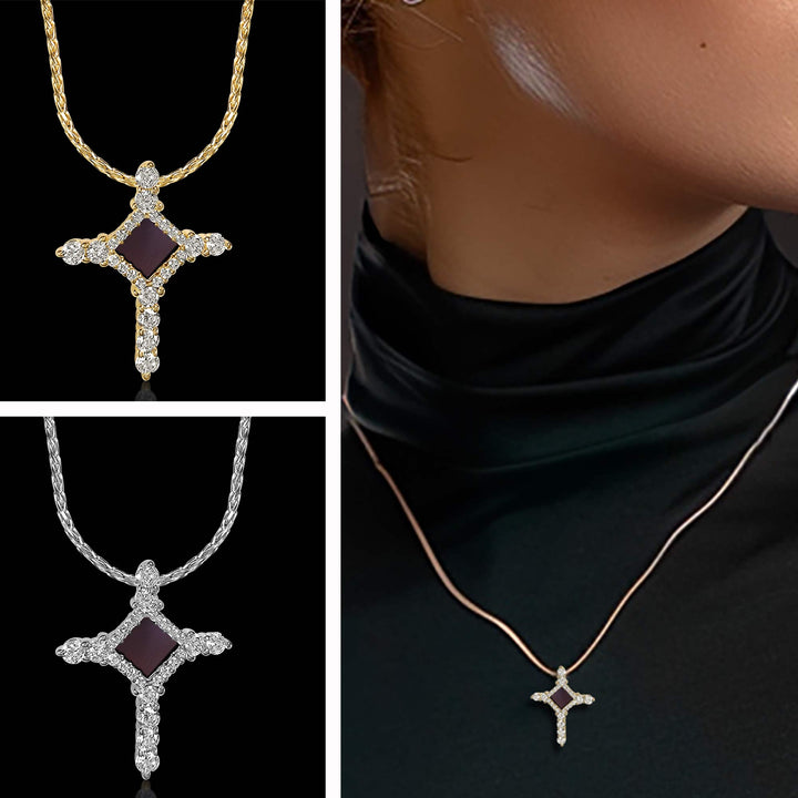 Chain cross pendant with New Testament chip, modern Christian necklace