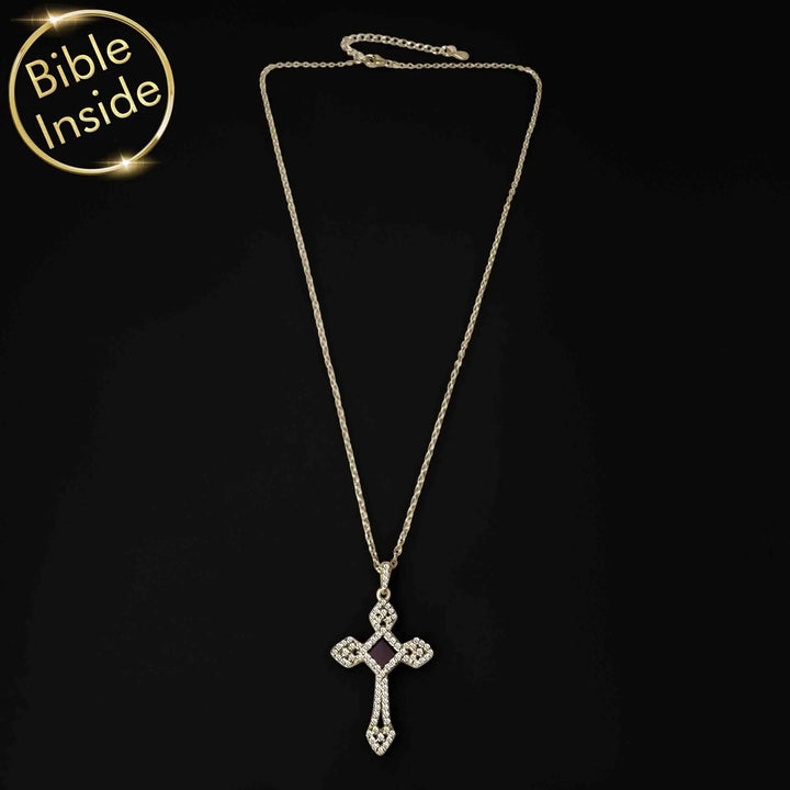 Minimalist cross necklace chain with scripture inside – Shlama
