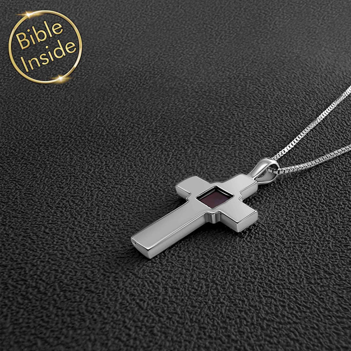 Womens cross necklace with chain – New Testament micro Bible