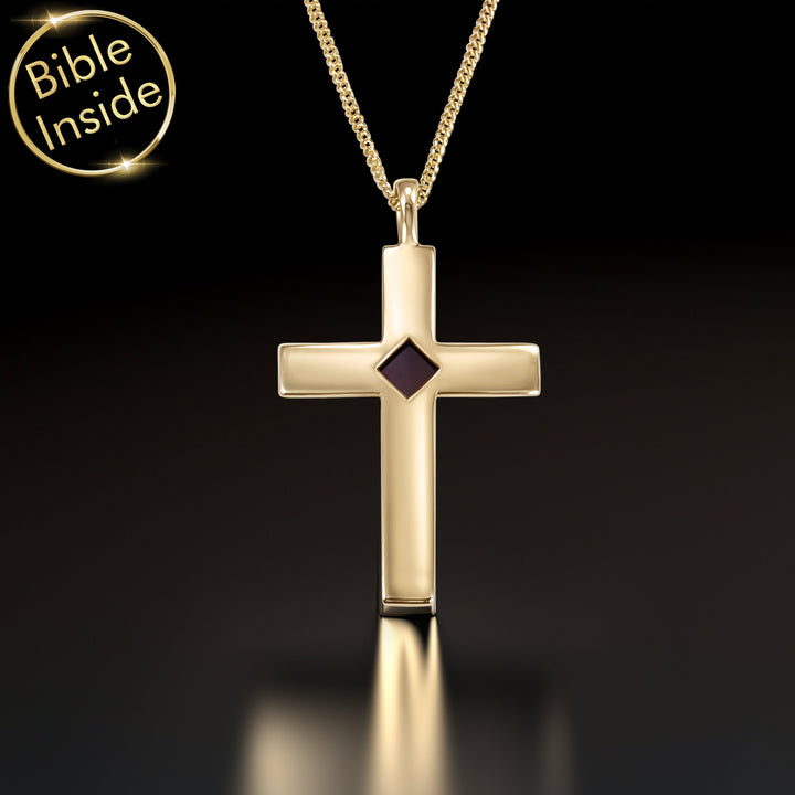 Christian cross necklace for boys with simple polished cross design.