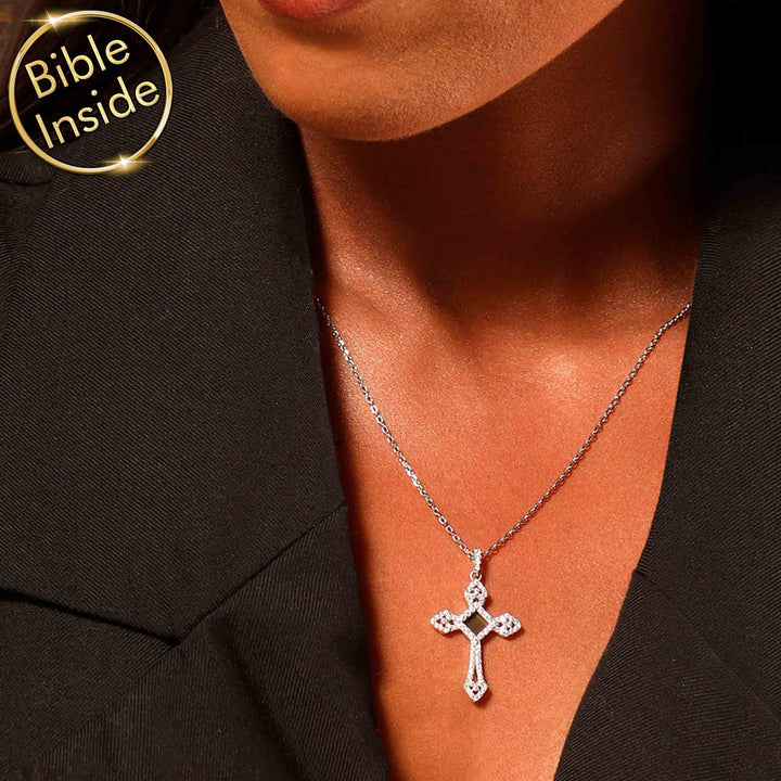 Royal cross pendant necklace for women – elegant religious jewelry