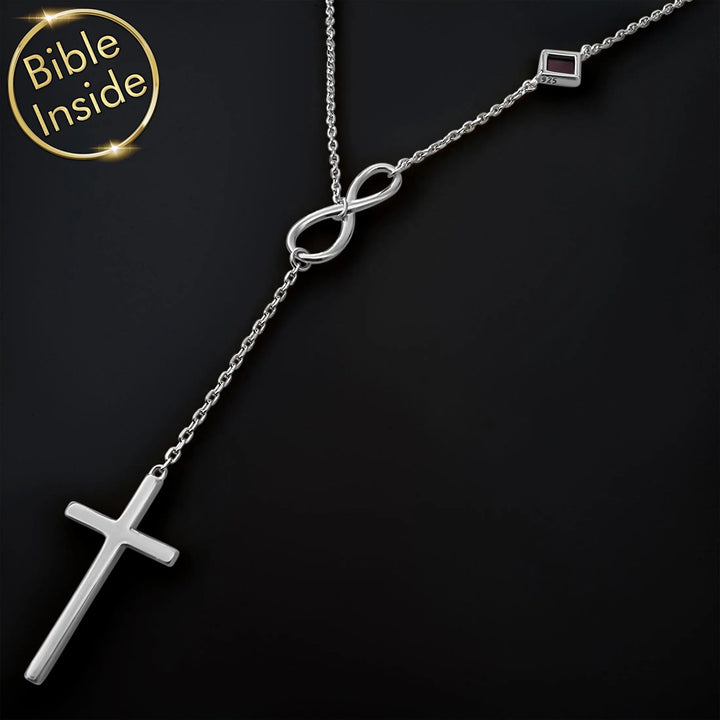 Modern cross pendant necklace for women with scripture inside