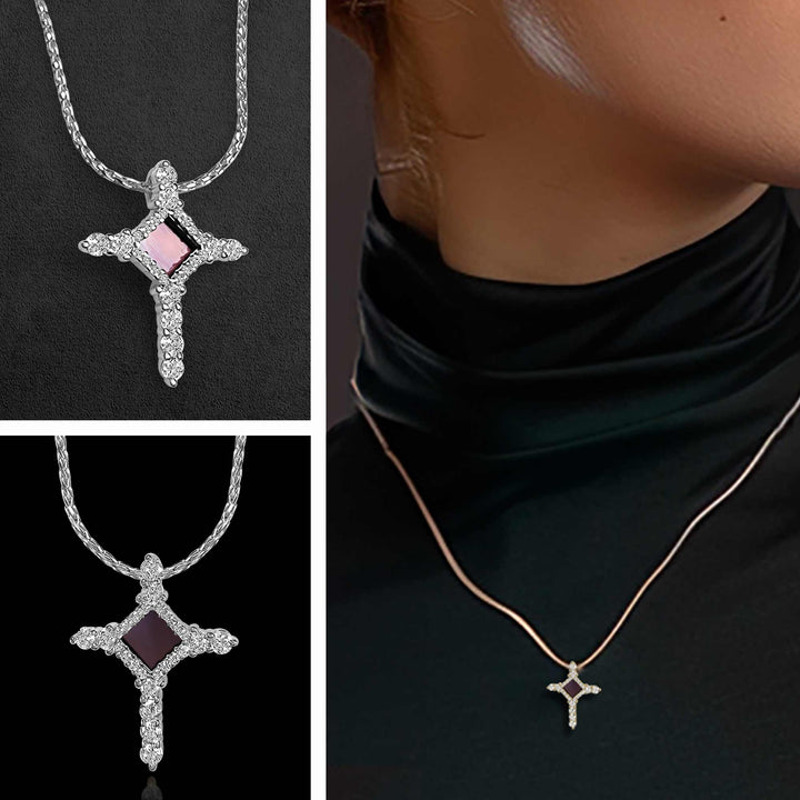 Cross necklace white gold – minimalist 14k solid Christian jewelry for women