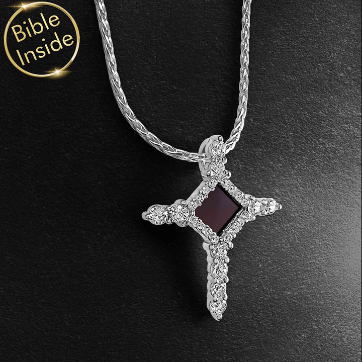 Womens cross chain necklace in silver, spiritual accessory for daily wear