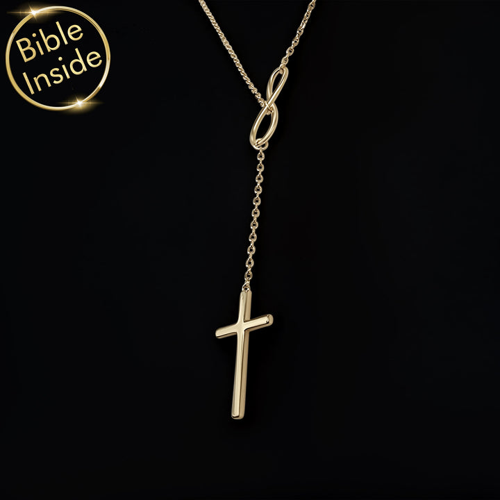 Cross pendant for chain with engraved New Testament text