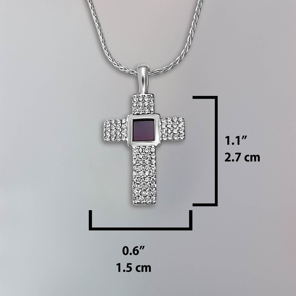 Sterling silver cross jewelry necklace with sparkling CZ accents