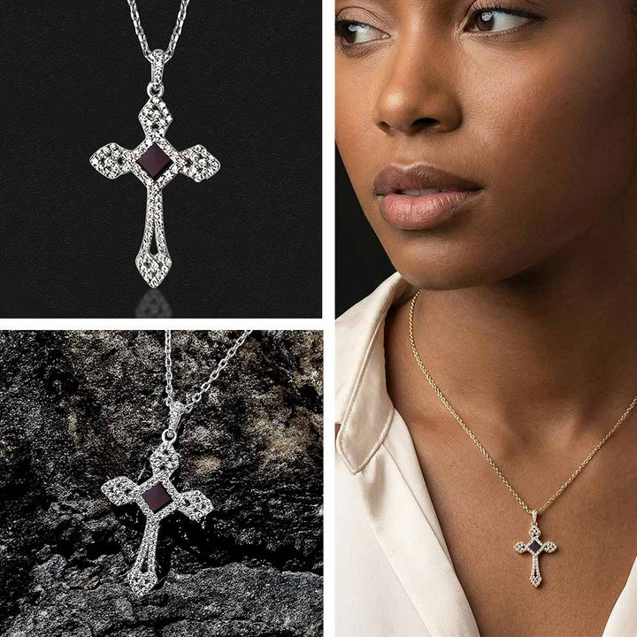 Cross silver necklace with Nano Bible chip inside – minimalist Christian jewelry