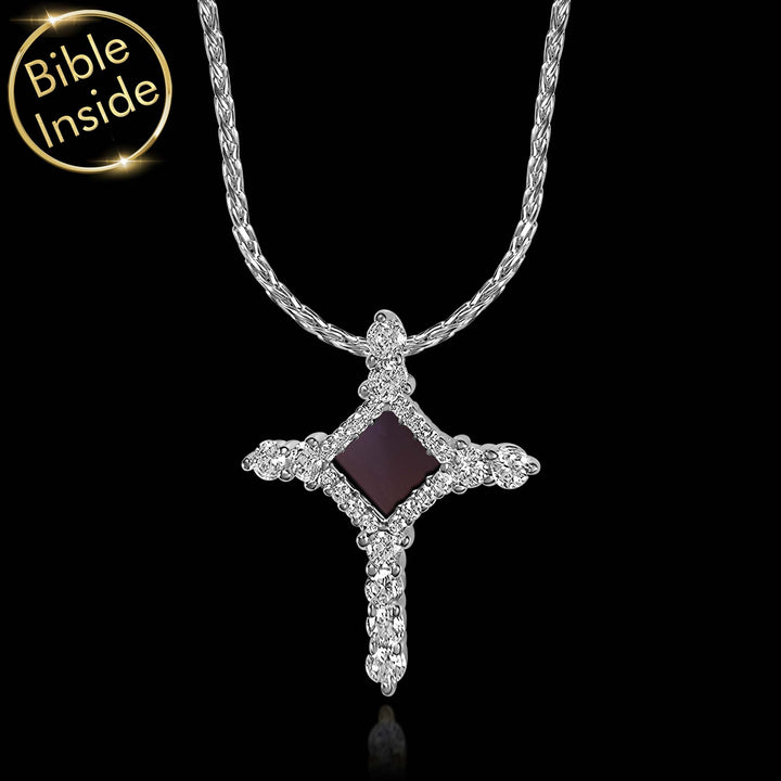 Cross chain necklace for women featuring nano Bible chip – Shlama