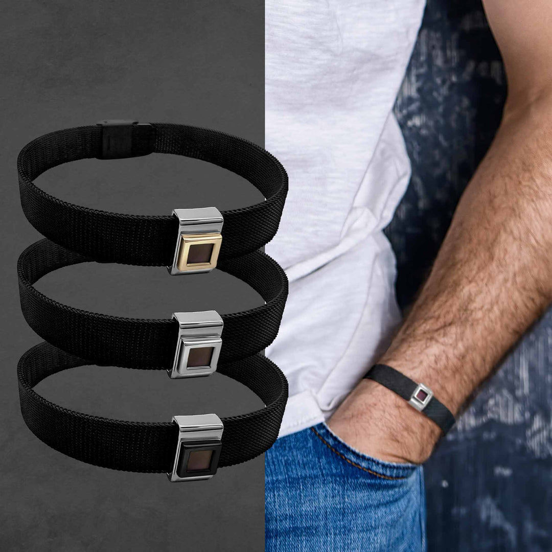 Cute Christian bracelet for men with nano Bible chip – Knox black stainless steel