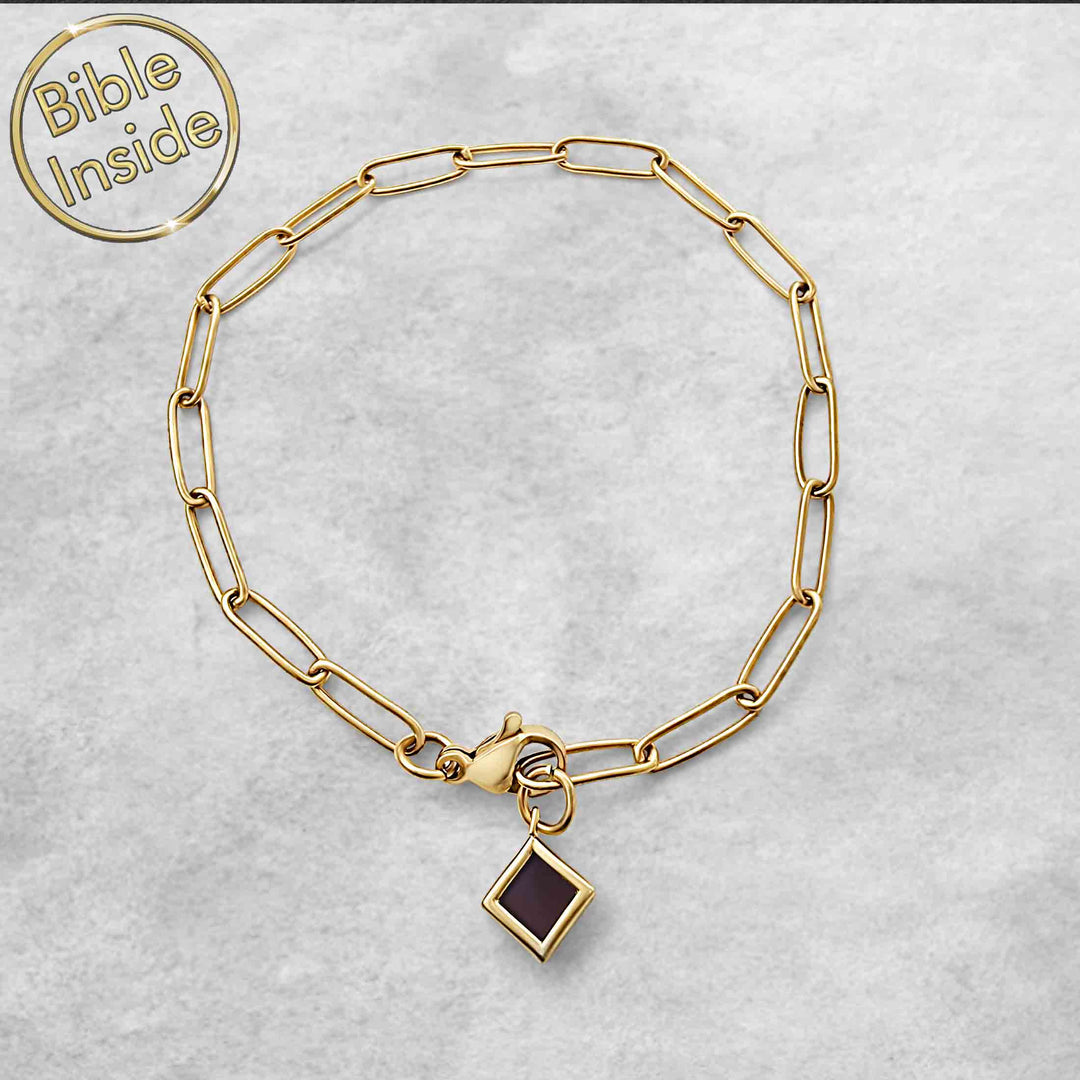Gold Christian bracelet Emily with nano Bible chip – Shlama jewelry