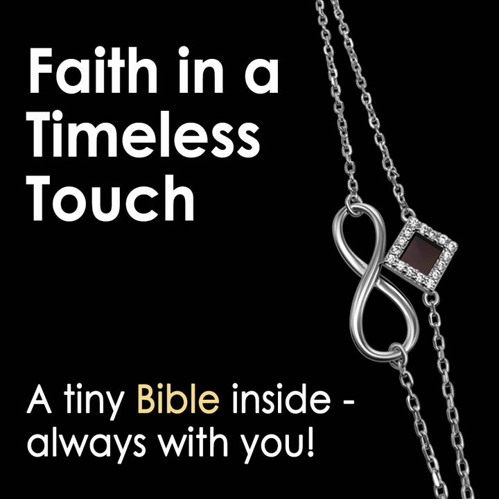 Cute Christian jewelry bracelet with infinity symbol — silver, daily wear