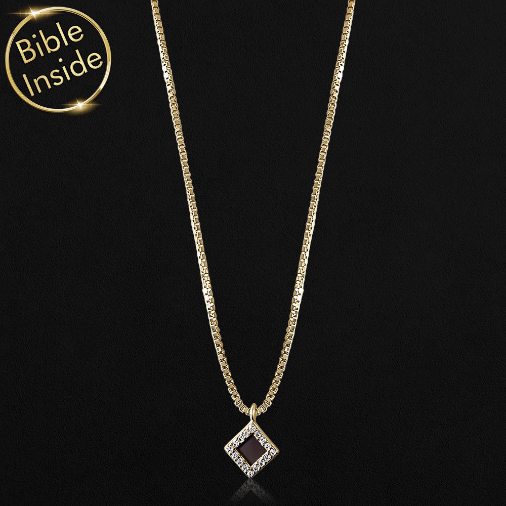 Minimalist Christian necklace with Nano Bible, everyday Valentine's day gift for friend