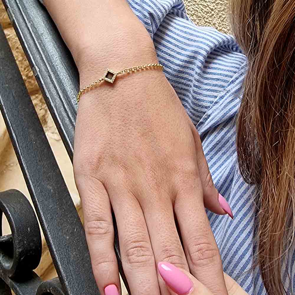 Valentine's day present for fiancé – CZ rhombus bracelet, Christian jewelry for women