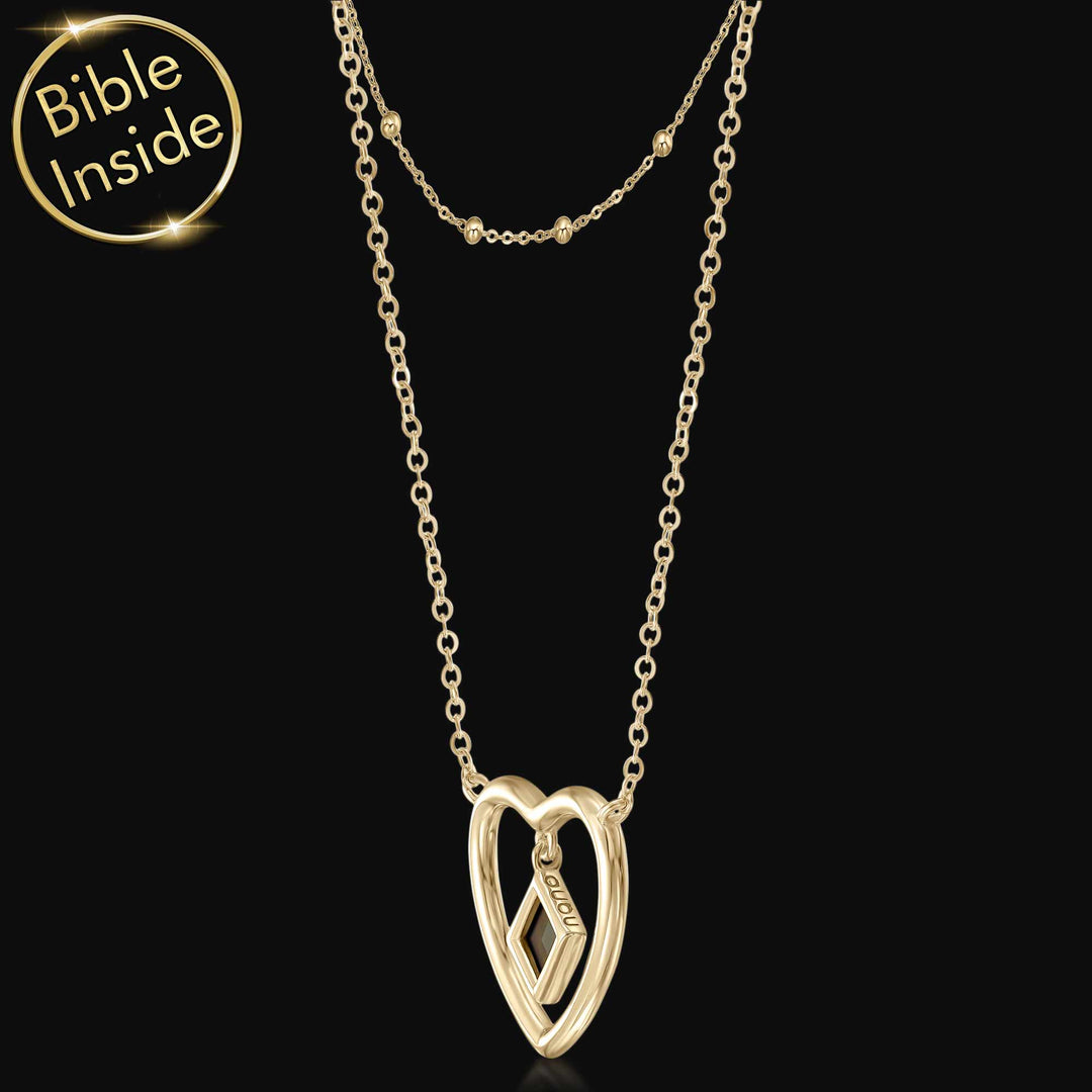 Valentine's day gift for girlfriend – timeless heart pendant with New Testament