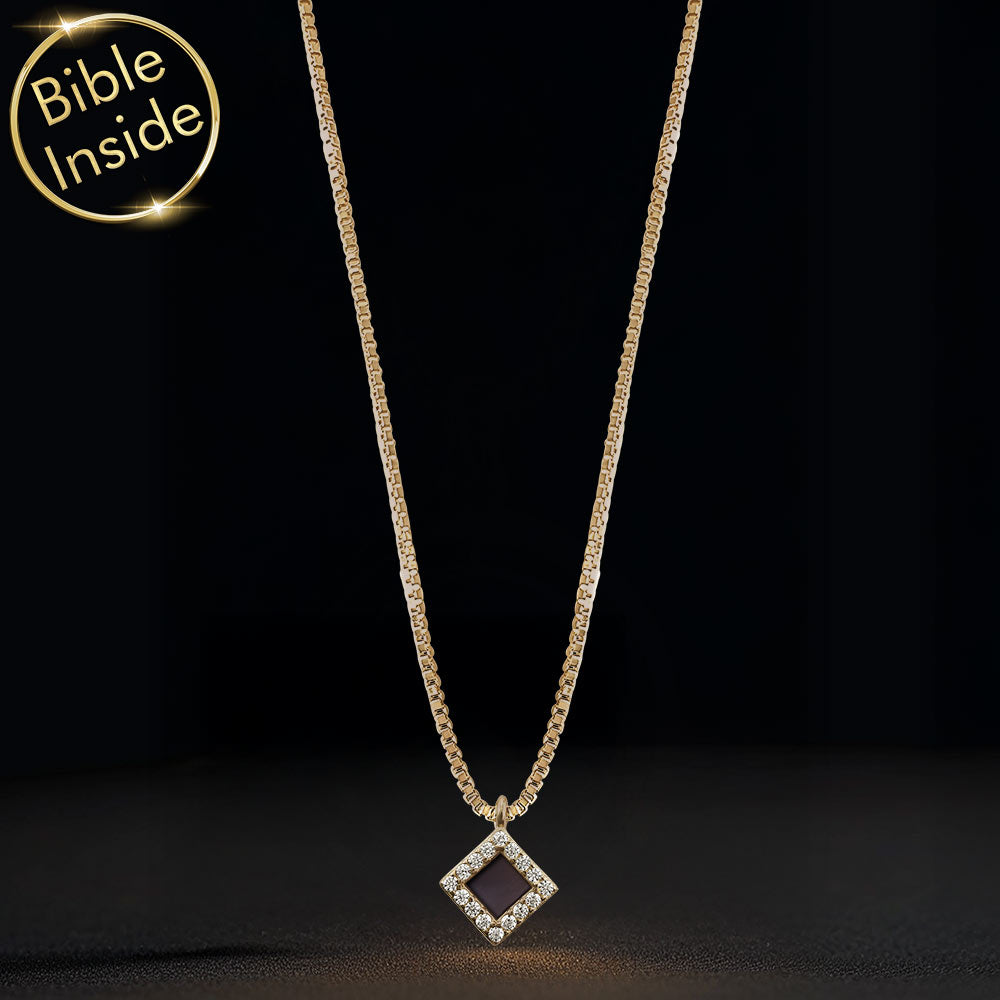 Gold plated rhombus pendant gifts for wife with CZ stones