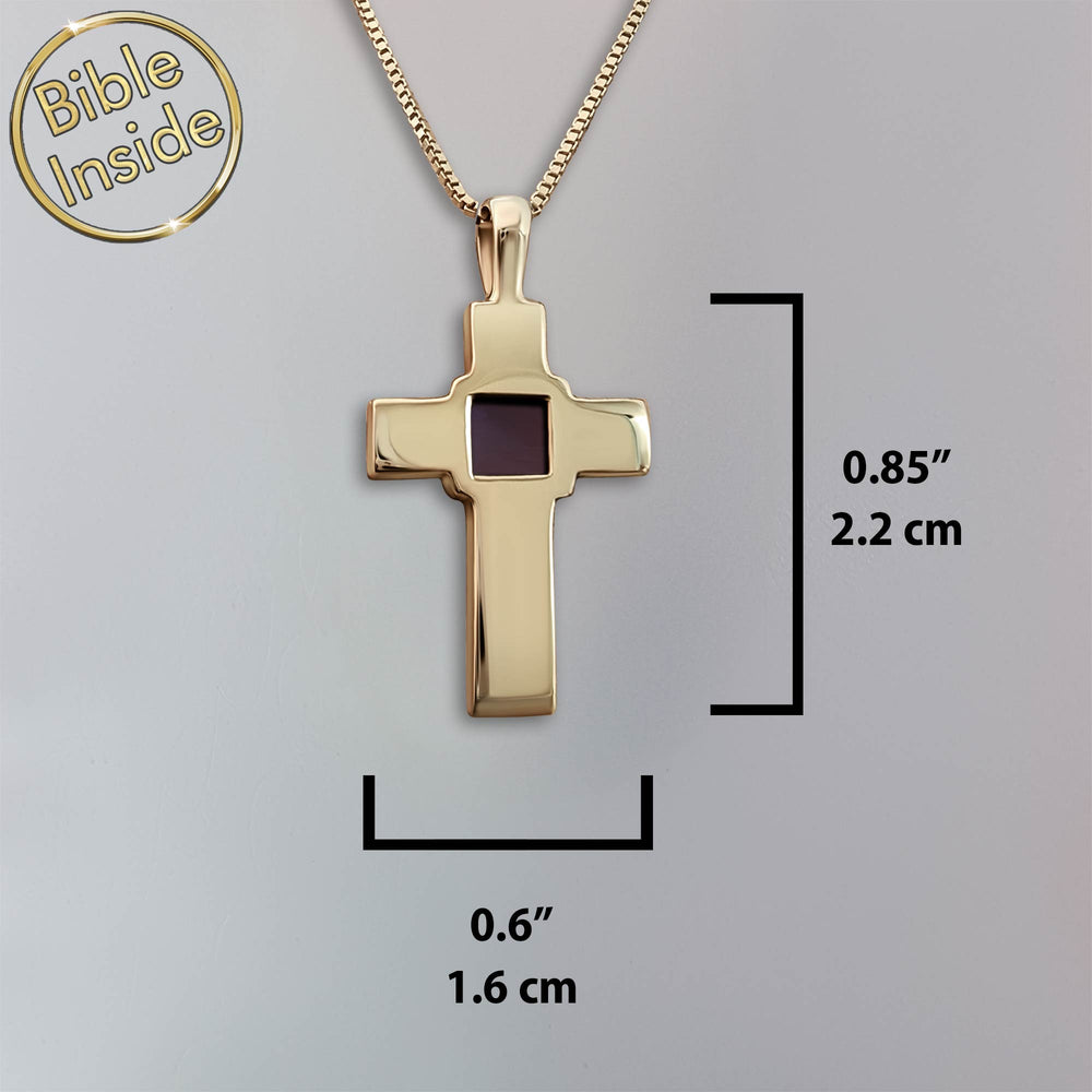 Christian cross pendant, unique valentine gift idea for boyfriend in gold