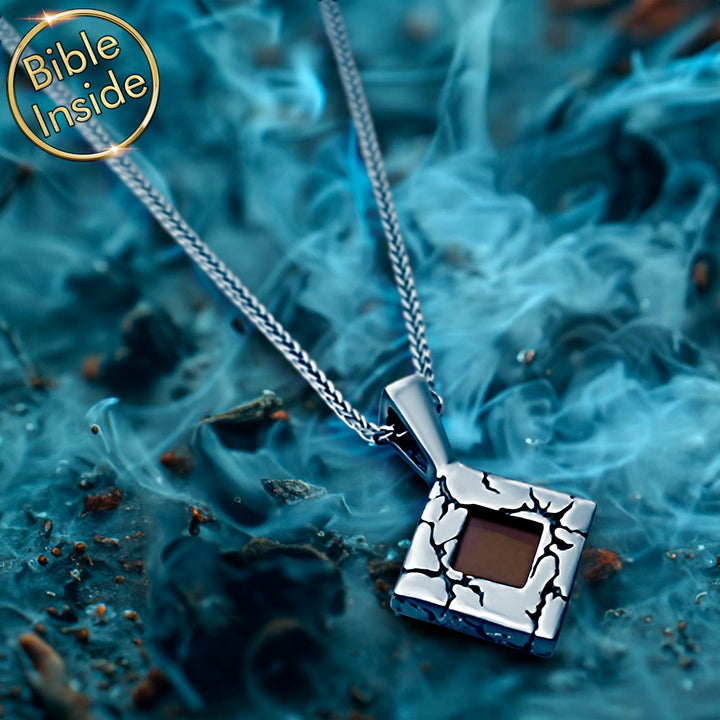 Silver rhombus necklace – valentine's day present idea for him with New Testament inside