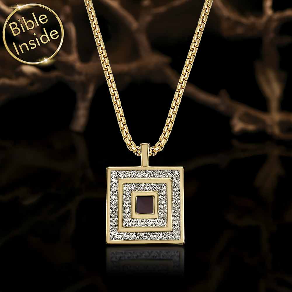 Valentine's day present idea for him – bold square pendant for Christian men