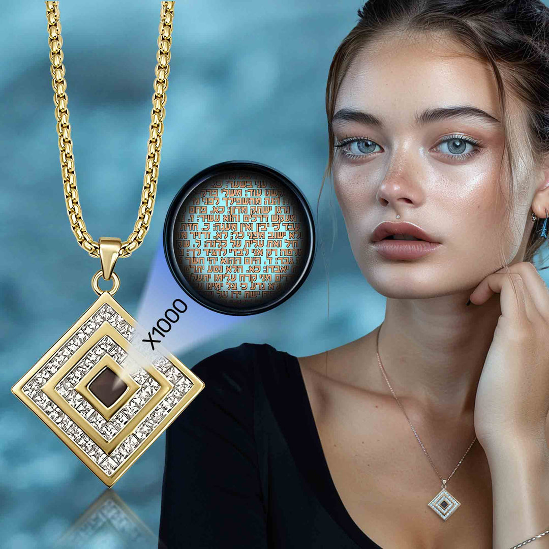 Idea for Valentines day present square pendant with micro Bible for girlfriend