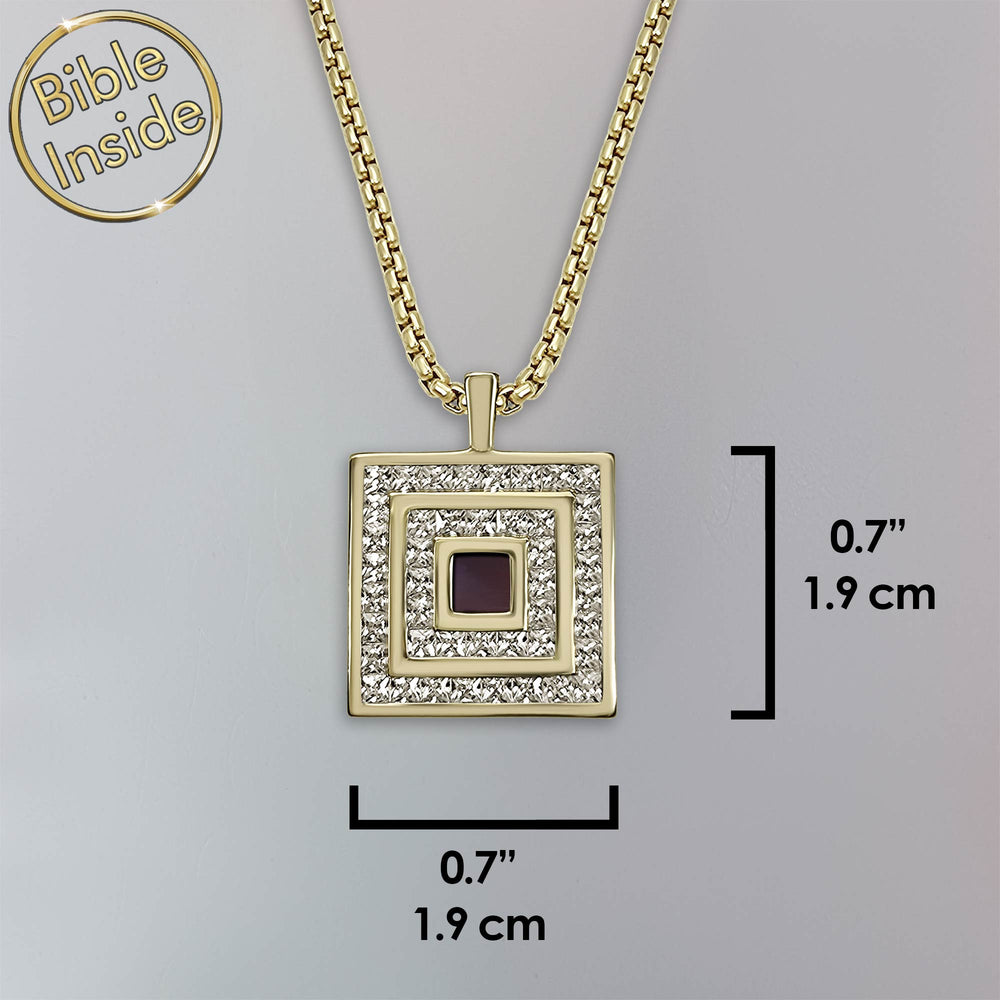Cool Valentine's day gift idea square pendant with micro Bible chip